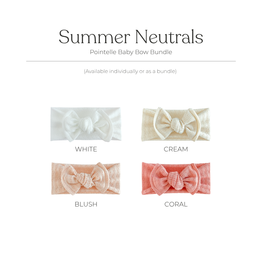 Bloom Essentials (Neutral + Coral) | Pointelle Baby Bow Bundle