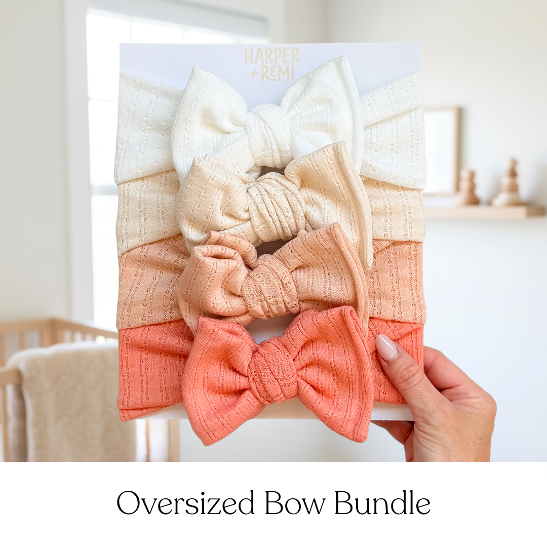 Bloom Essentials (Neutral + Coral) | Pointelle Baby Bow Bundle