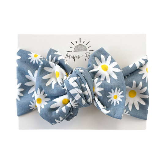 Blue Daisy | Cotton Jersey Oversized Bow