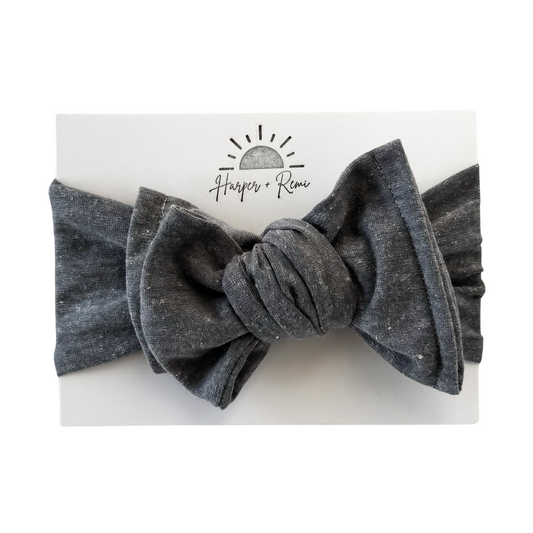 Blue Gray Distressed Cotton | Jersey Oversized Bow