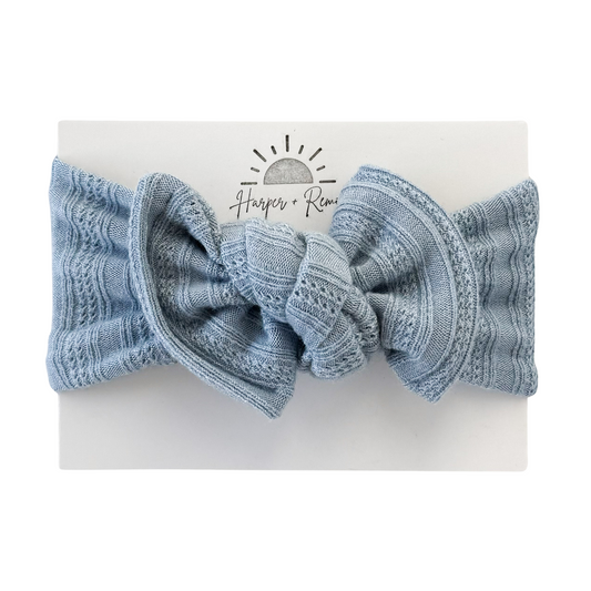 Blue Pointelle | Sweater Top Knot