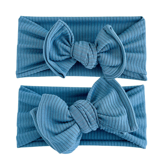 Blue Ribbed Baby Headband