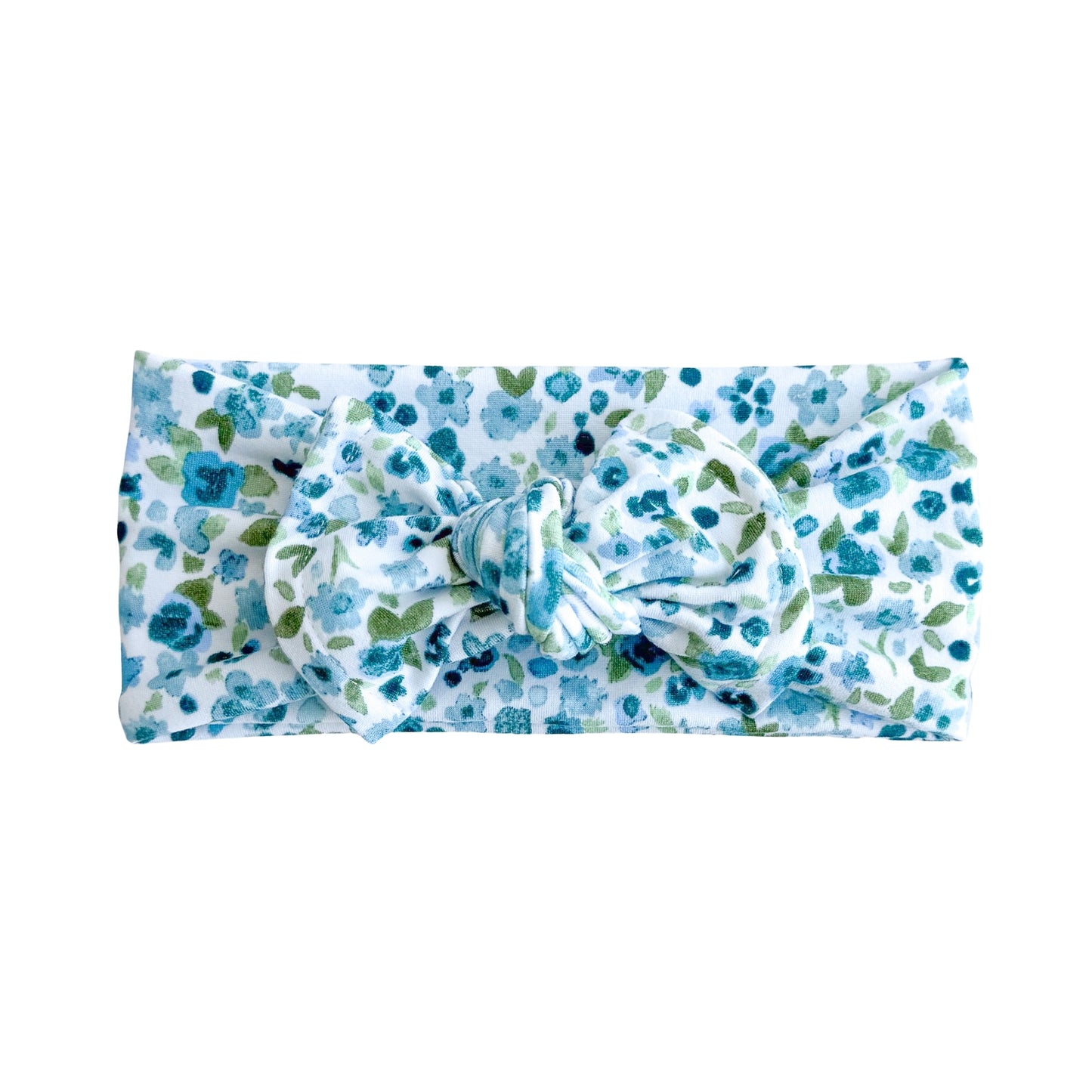 Blue Watercolor Floral Brushed Headband