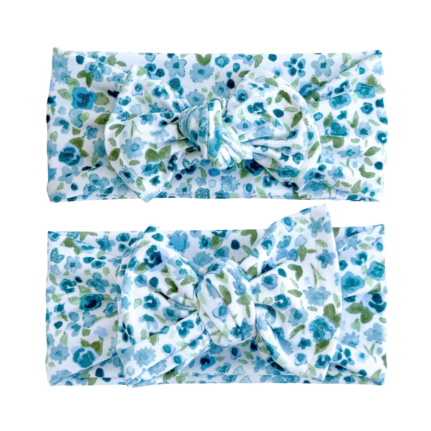 Blue Watercolor Floral Brushed Headband