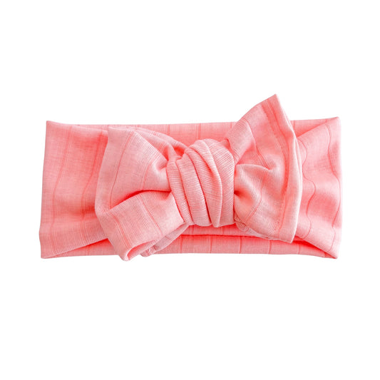 Bright Coral Wide Ribbed Baby Headband