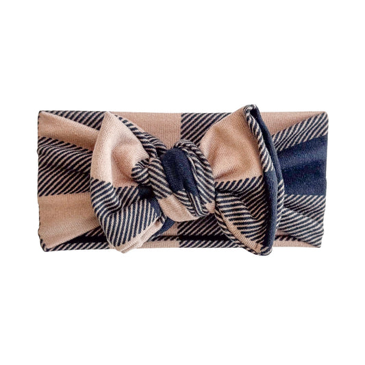 Buffalo Plaid Brushed Headband (Black & Brown)
