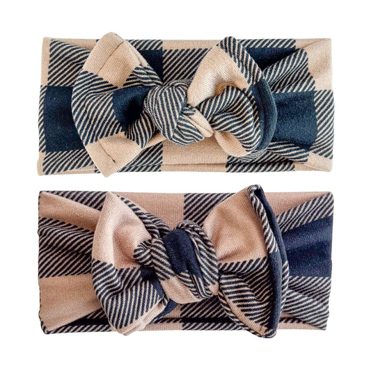 Buffalo Plaid Brushed Headband (Black & Brown)