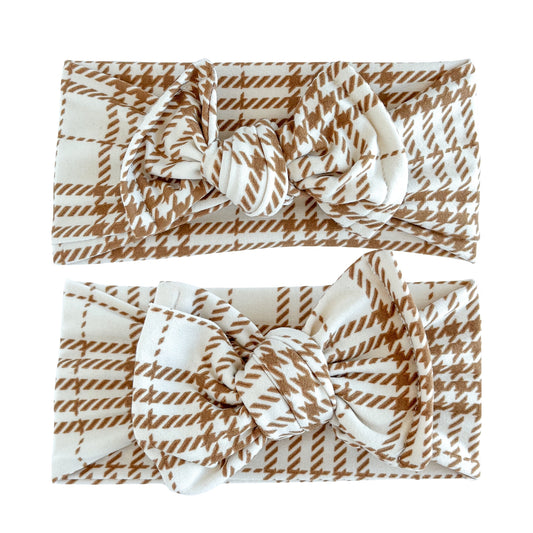 Brown Plaid Brushed Baby Headband