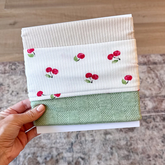 Cherry Picnic | Fruit Print Baby Bow Bundle