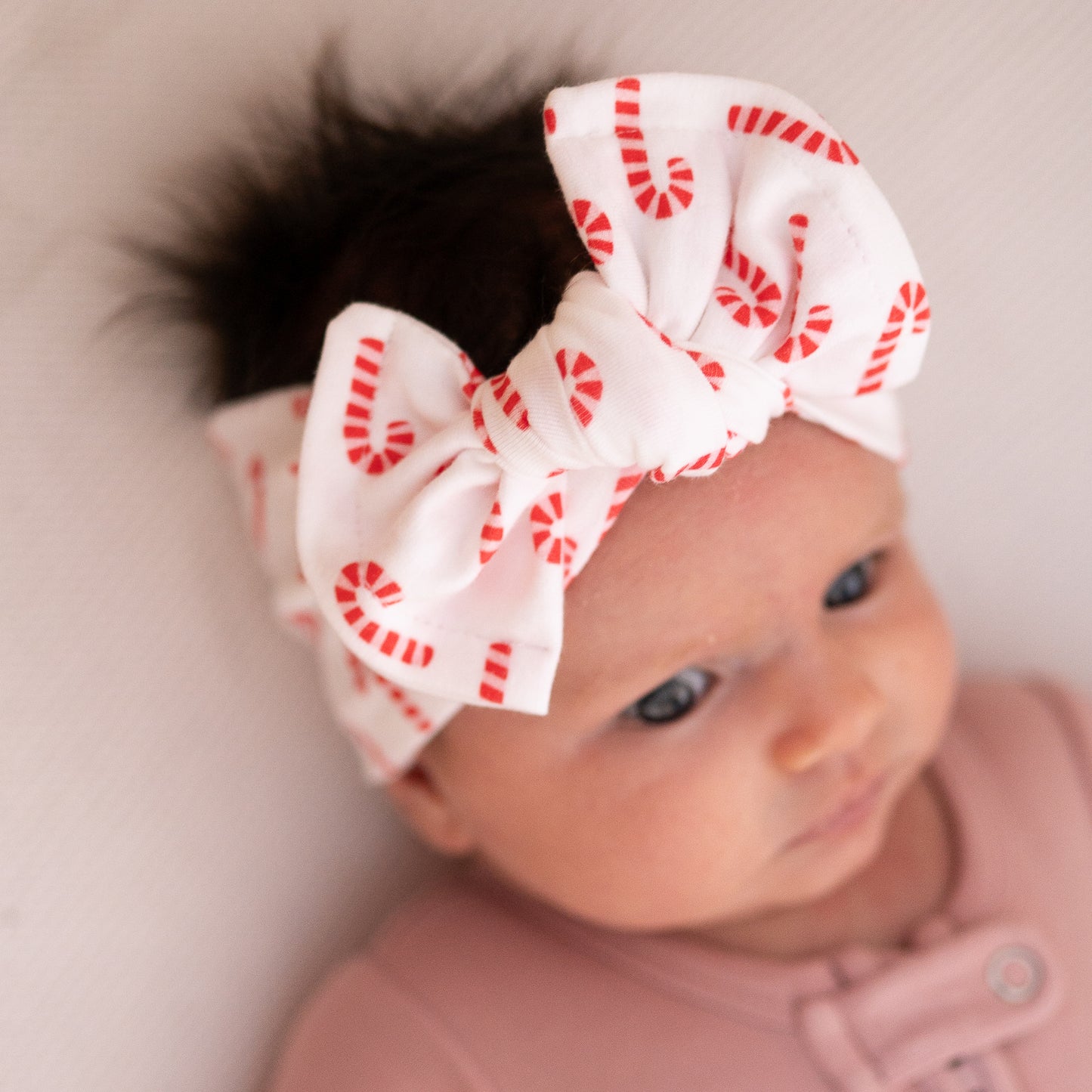 Sweet Candy Canes | Red + Pink Holiday Baby Headband (Micro Print)