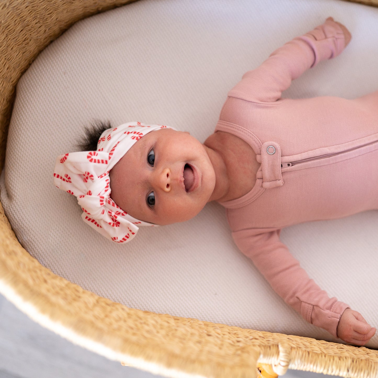 Sweet Candy Canes | Red + Pink Holiday Baby Headband (Micro Print)