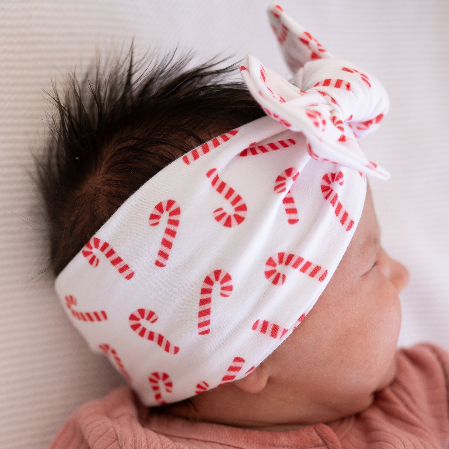 Sweet Candy Canes | Red + Pink Holiday Baby Headband (Micro Print)