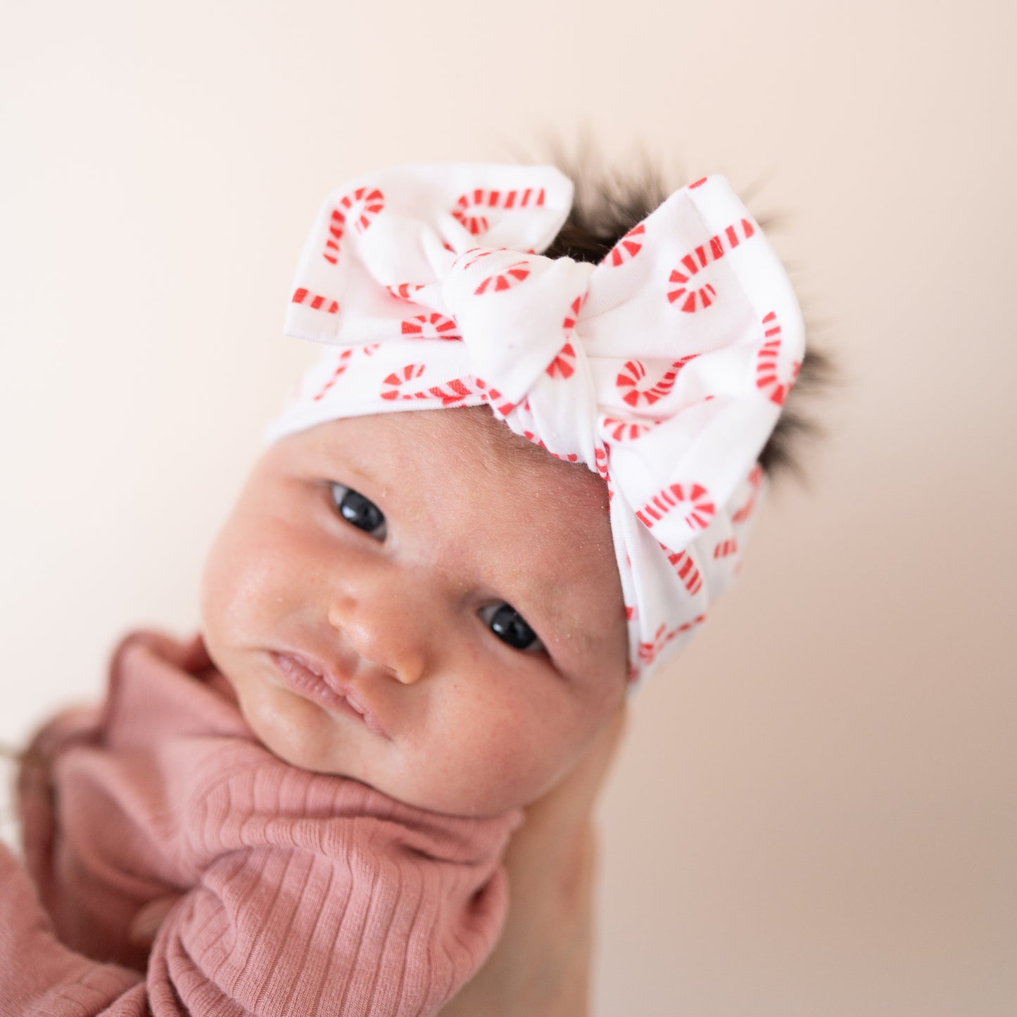 Sweet Candy Canes | Red + Pink Holiday Baby Headband (Micro Print)