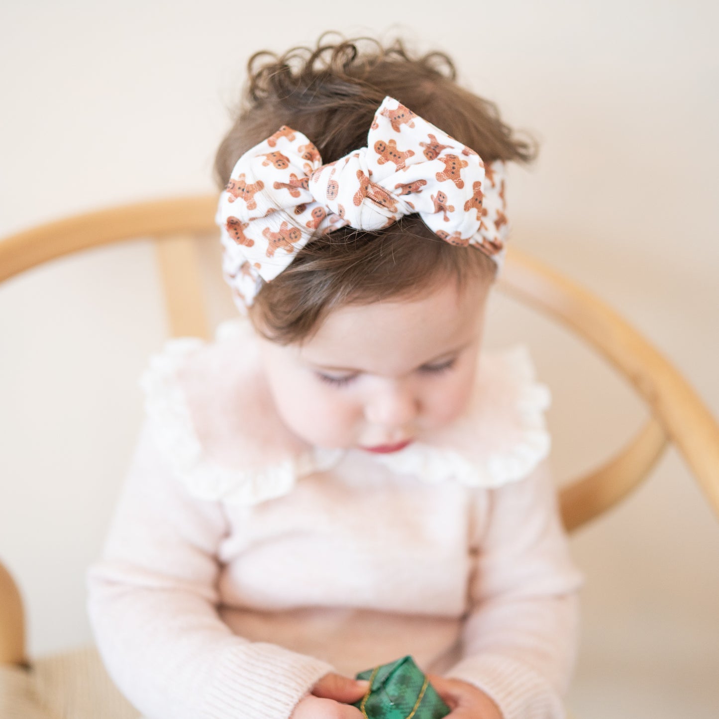 Tiny 🍪 Gingerbread Dreams | Holiday Cotton Baby Headband (Small Print)