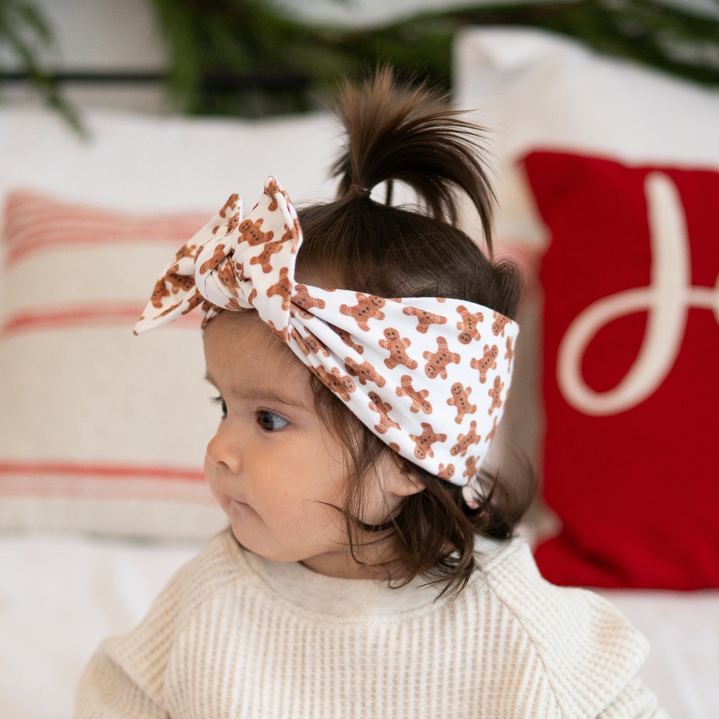 Tiny 🍪 Gingerbread Dreams | Holiday Cotton Baby Headband (Small Print)