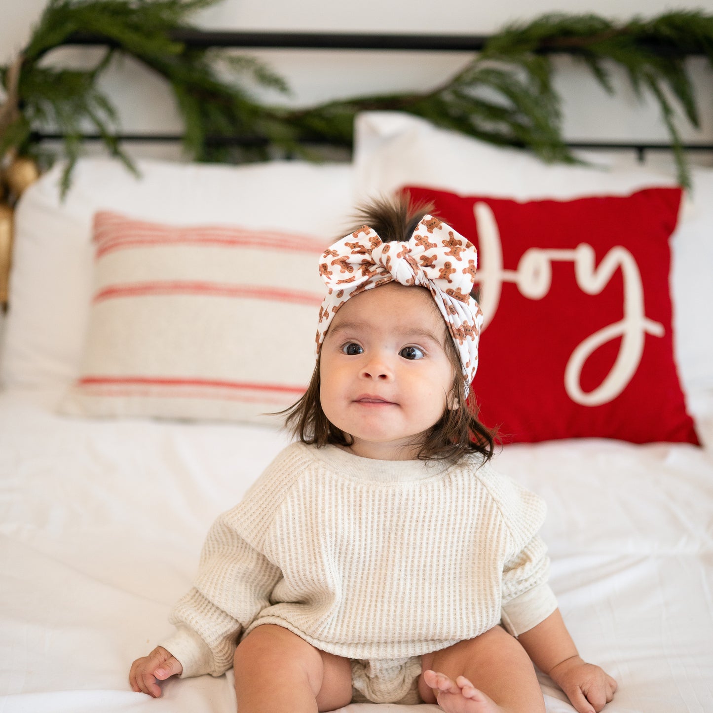 Tiny 🍪 Gingerbread Dreams | Holiday Cotton Baby Headband (Small Print)