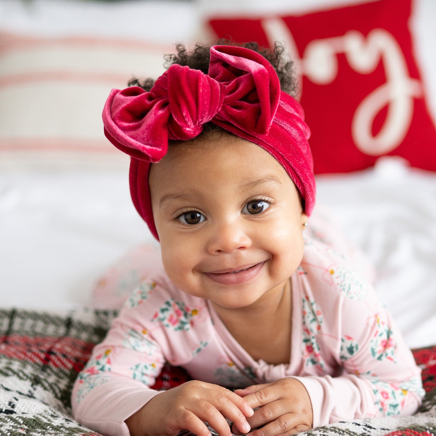 Holly Velvet | Red Christmas Baby Top Knot