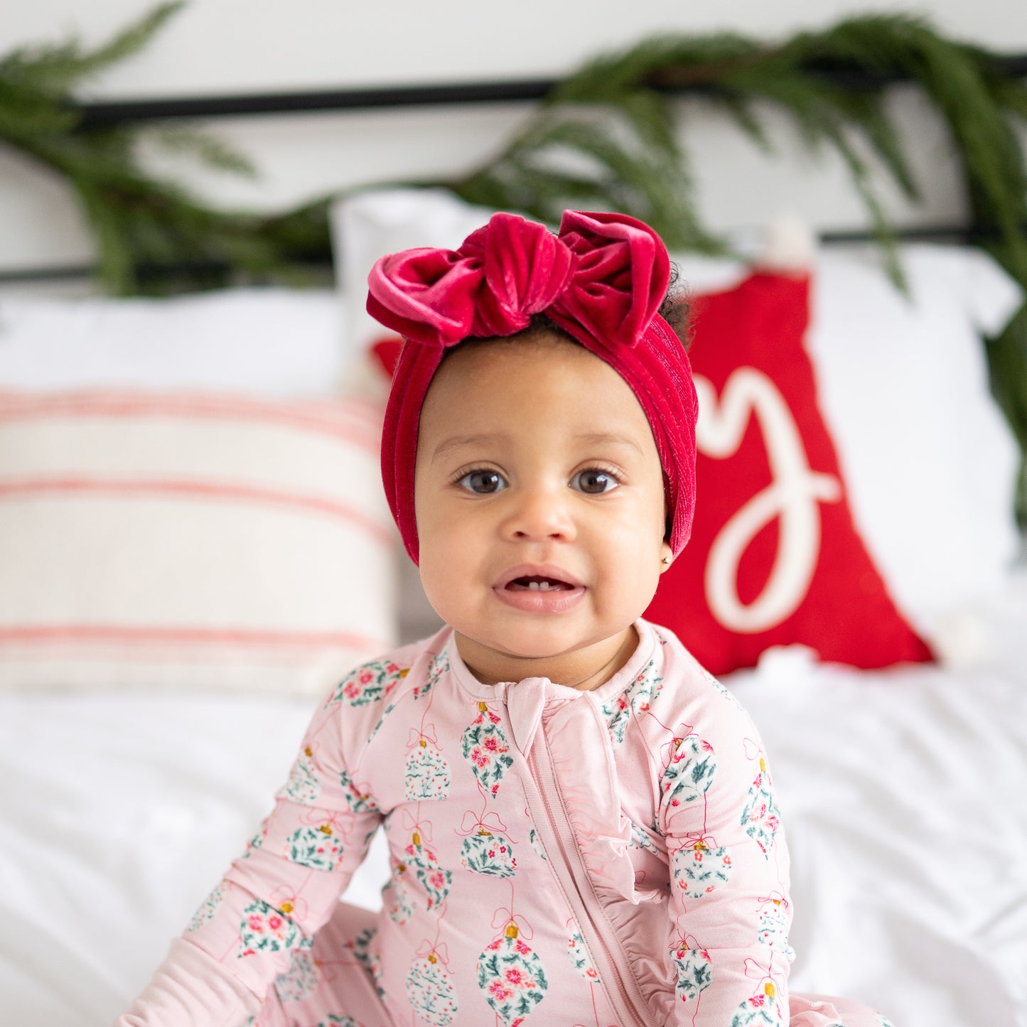 Holly Velvet | Red Christmas Baby Top Knot