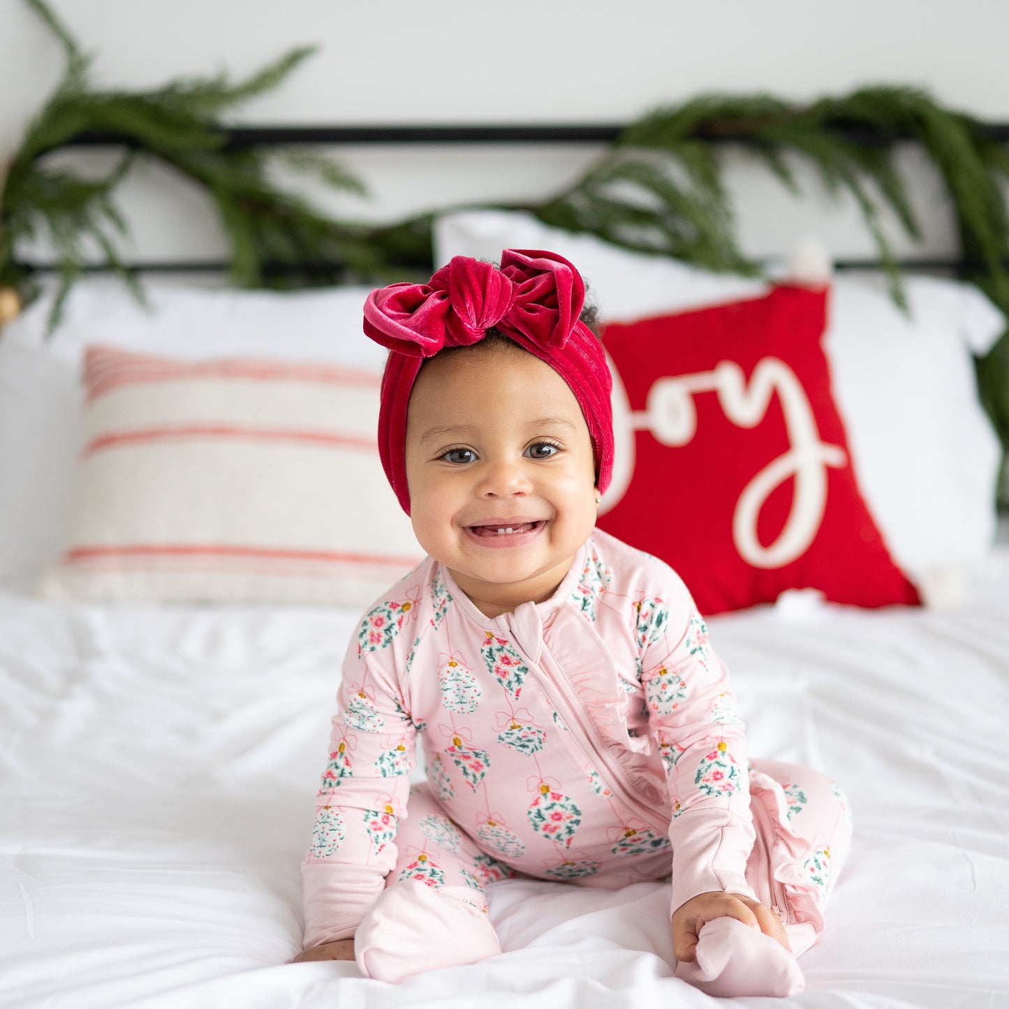 Holly Velvet | Red Christmas Baby Top Knot