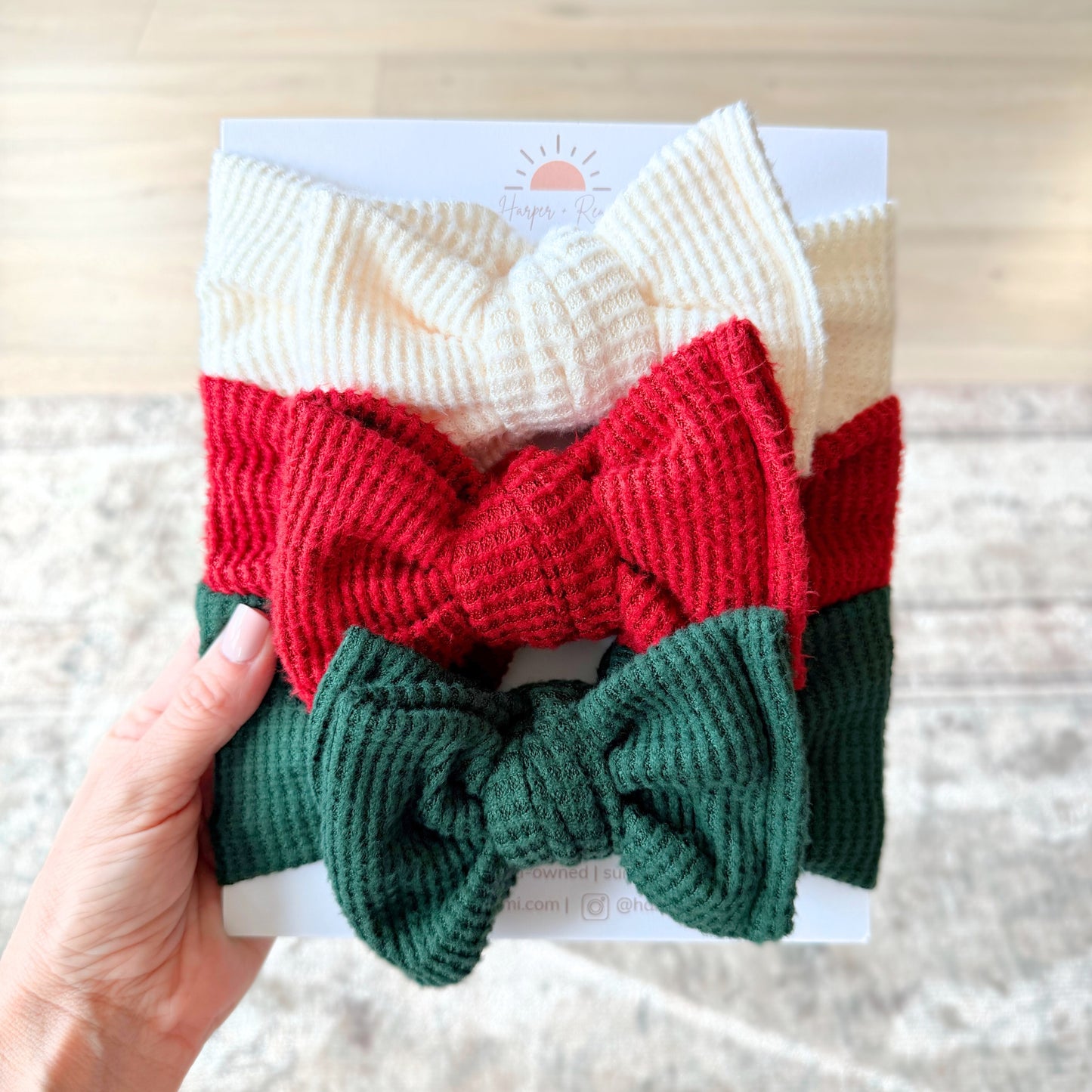 Classic Christmas | Solid Baby Bow Bundle (Brushed Waffle Basics)