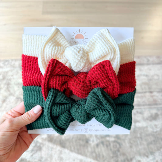 Classic Christmas | Solid Baby Bow Bundle (Brushed Waffle Basics)
