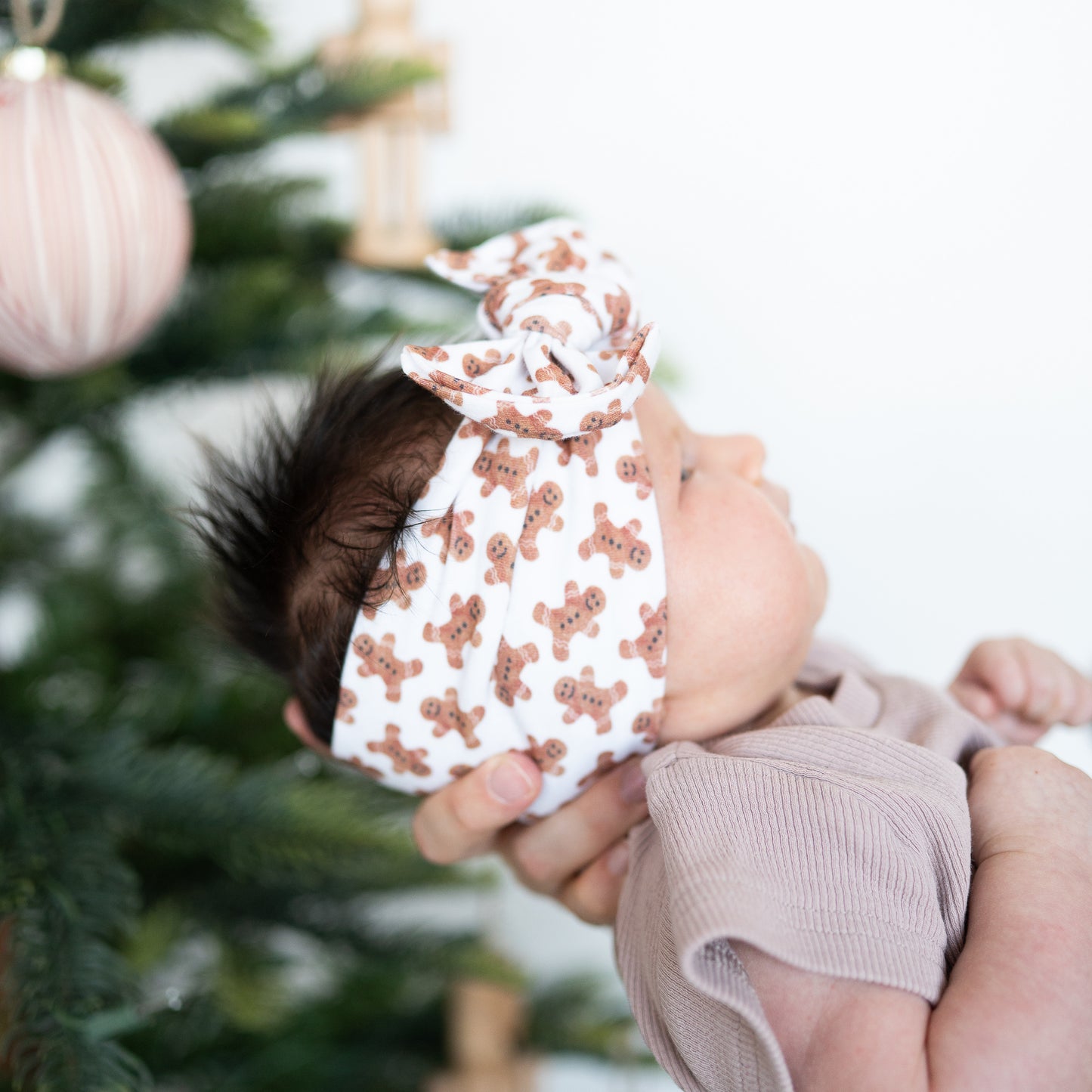Tiny 🍪 Gingerbread Dreams | Holiday Cotton Baby Headband (Small Print)