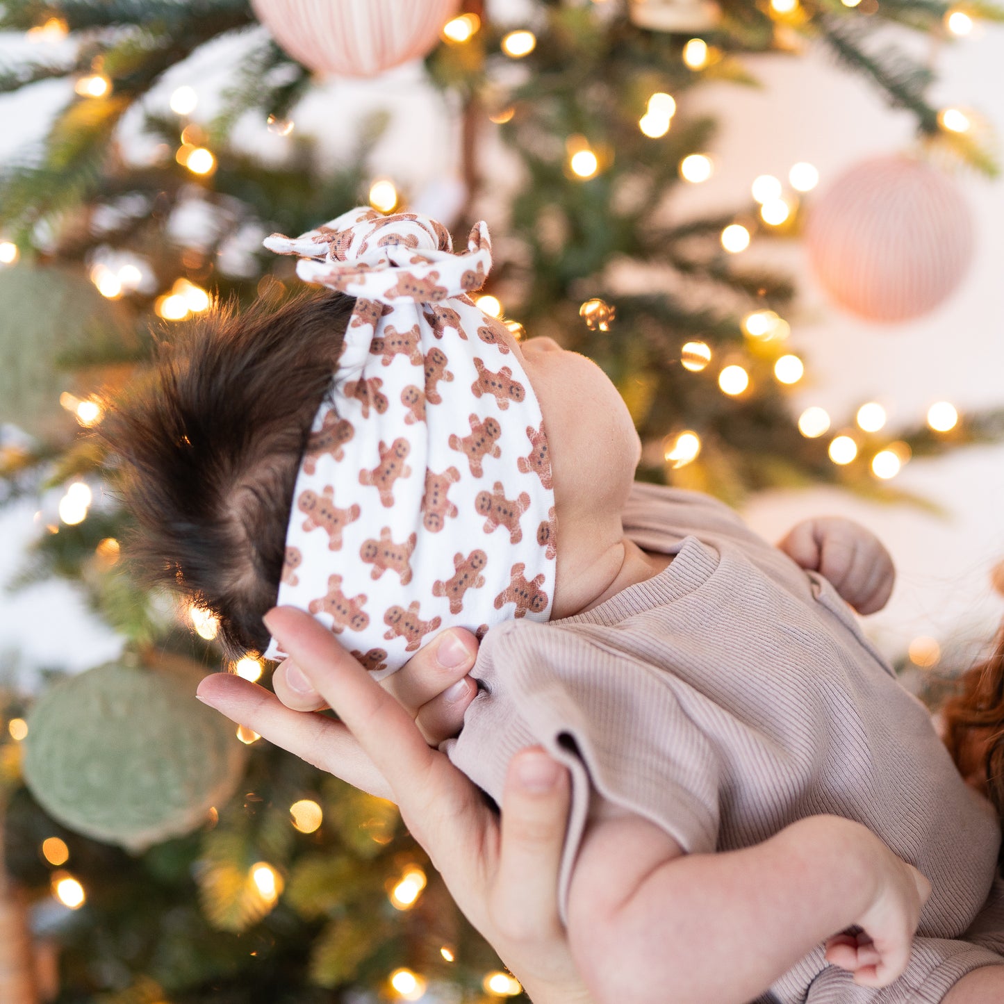 Tiny 🍪 Gingerbread Dreams | Holiday Cotton Baby Headband (Small Print)