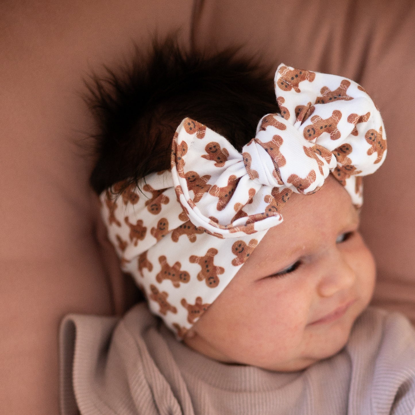 Tiny 🍪 Gingerbread Dreams | Holiday Cotton Baby Headband (Small Print)