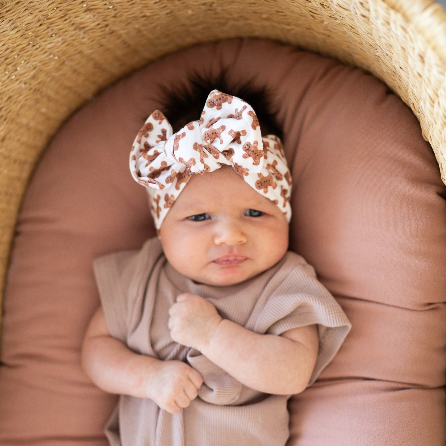 Tiny 🍪 Gingerbread Dreams | Holiday Cotton Baby Headband (Small Print)