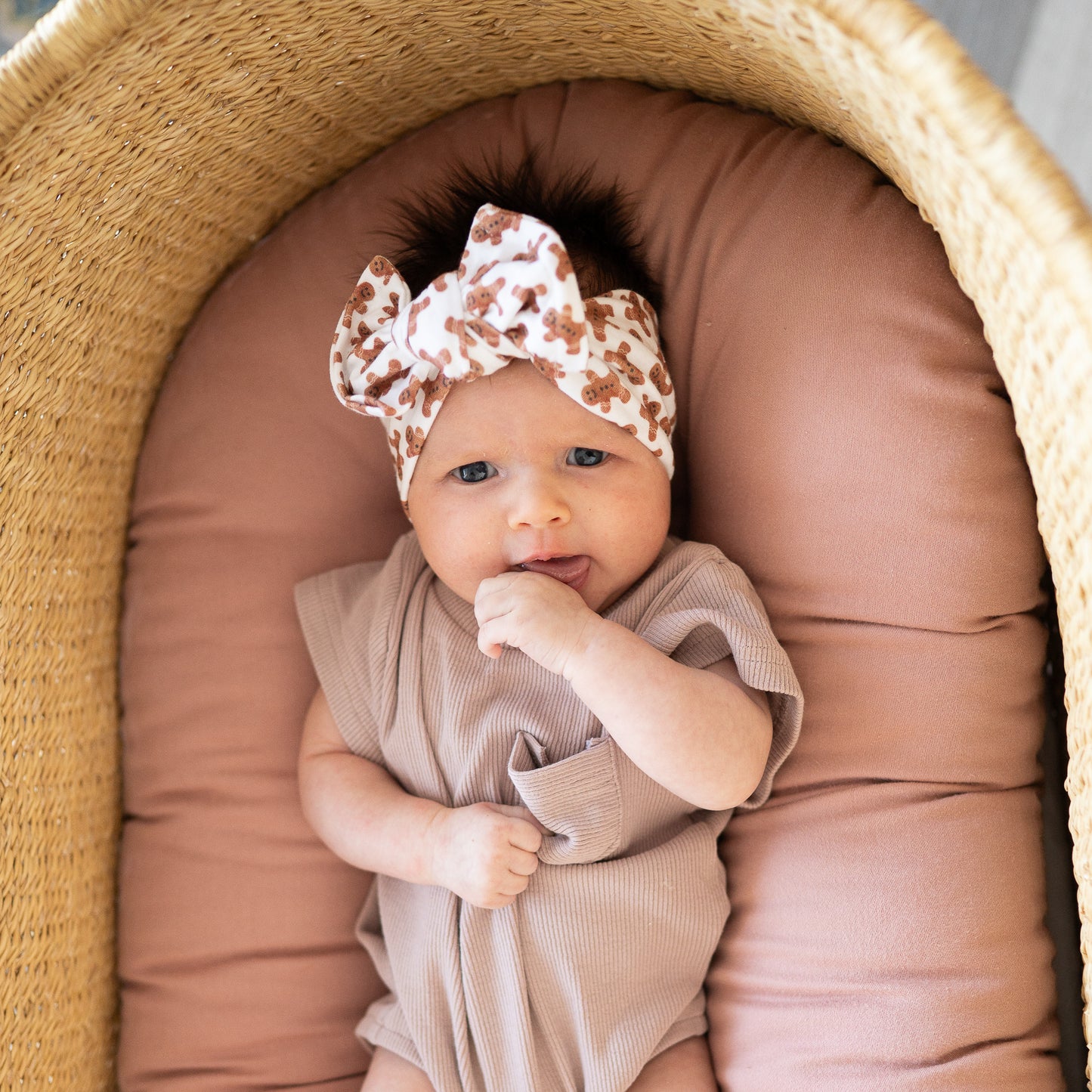 Tiny 🍪 Gingerbread Dreams | Holiday Cotton Baby Headband (Small Print)