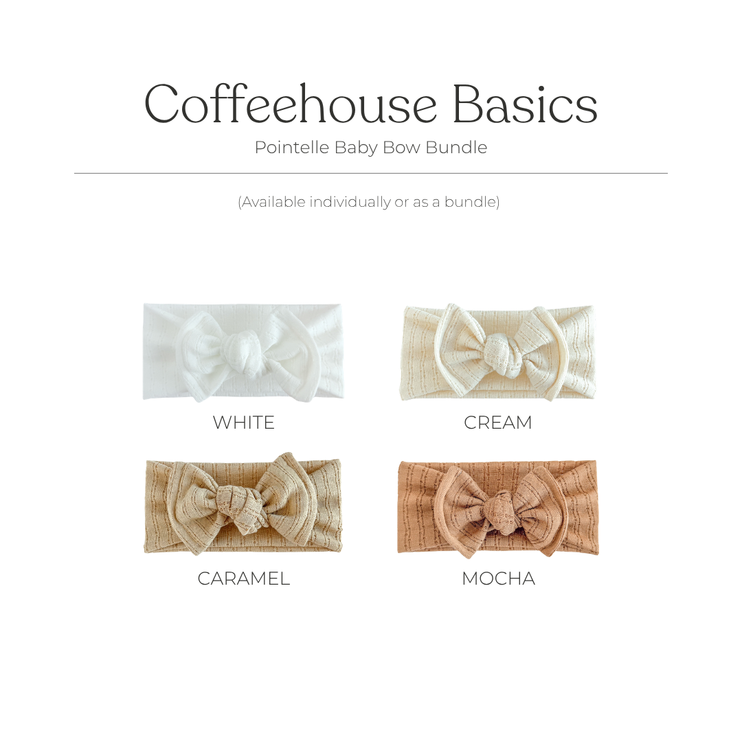 Coffeehouse Essentials (Neutral + Mocha) | Pointelle Baby Bow Bundle