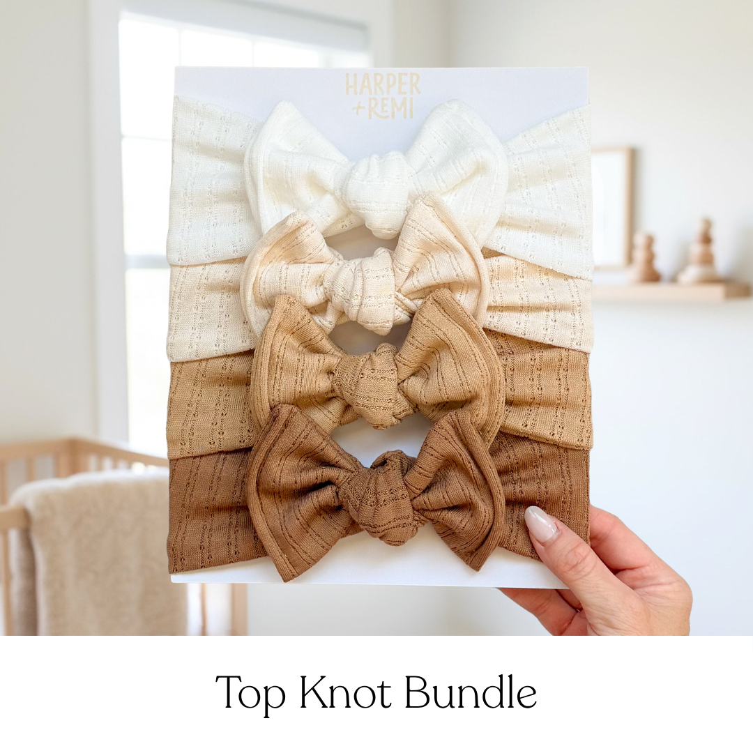 Coffeehouse Essentials (Neutral + Mocha) | Pointelle Baby Bow Bundle
