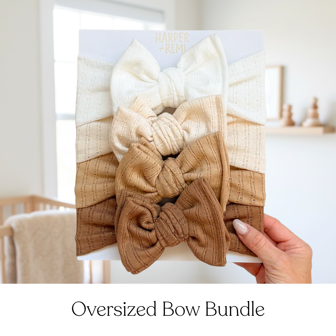 Coffeehouse Essentials (Neutral + Mocha) | Pointelle Baby Bow Bundle