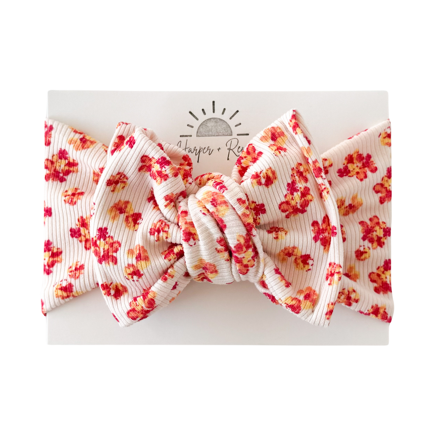 Coral Floral | Ribbed Oversized Bow