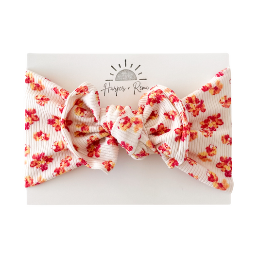 Coral Floral | Ribbed Top Knot