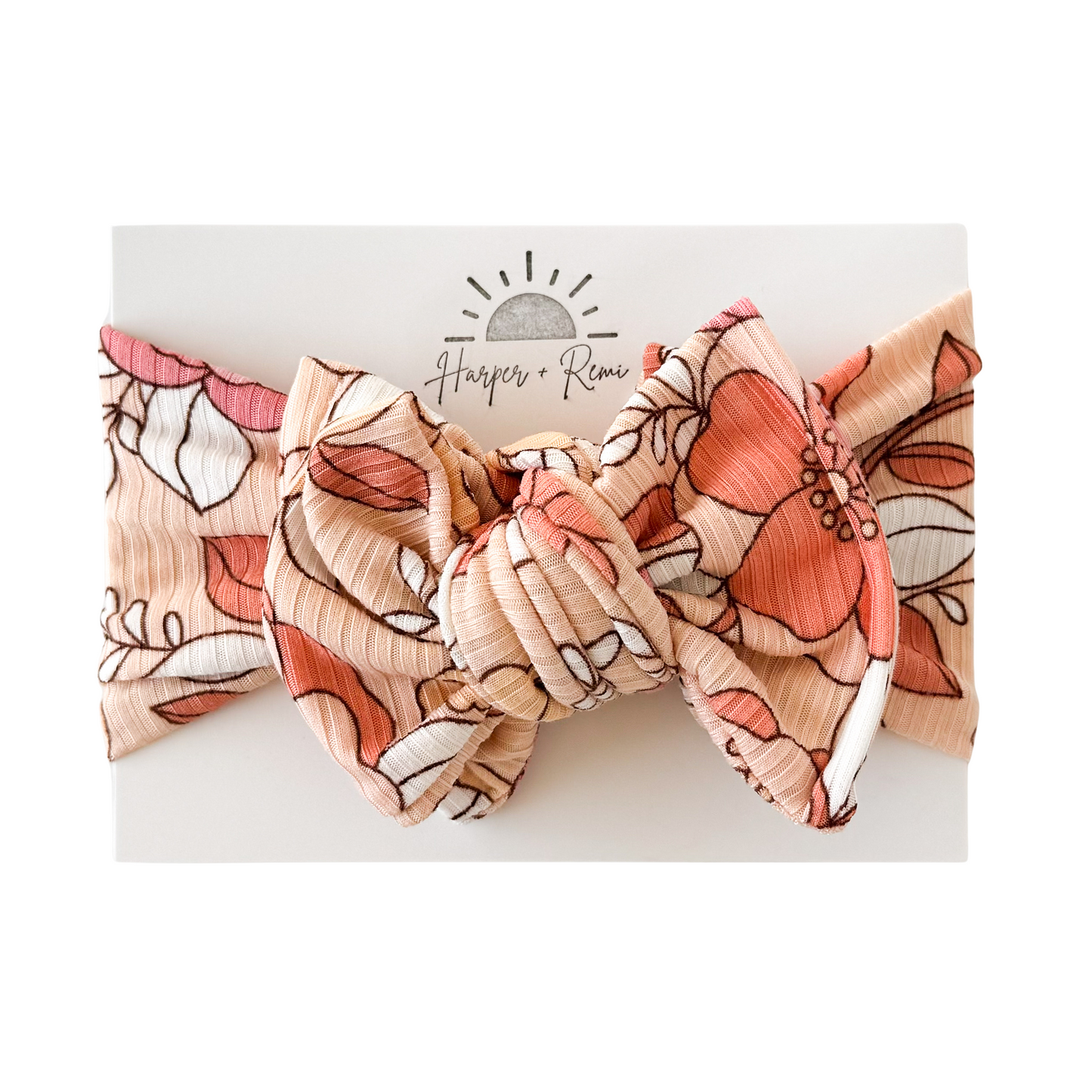 Coral Large Floral | Ribbed Oversized Bow