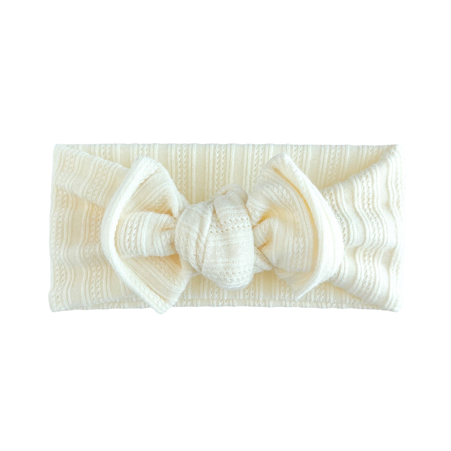 Cream Pointelle Chunky Sweater Baby Top Knot