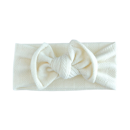 Cream Checkered Chunky Sweater Baby Top Knot