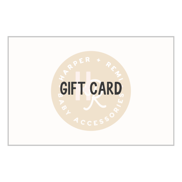 Gift card with 'Harper + Remi' branding on a white background