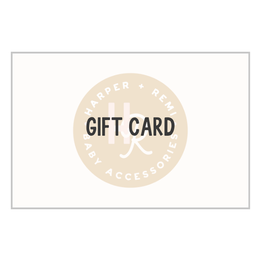 Gift card with 'Harper + Remi' branding on a white background