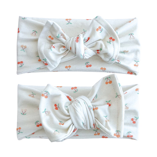 Dainty Cherry Print Cotton Jersey Baby Headband