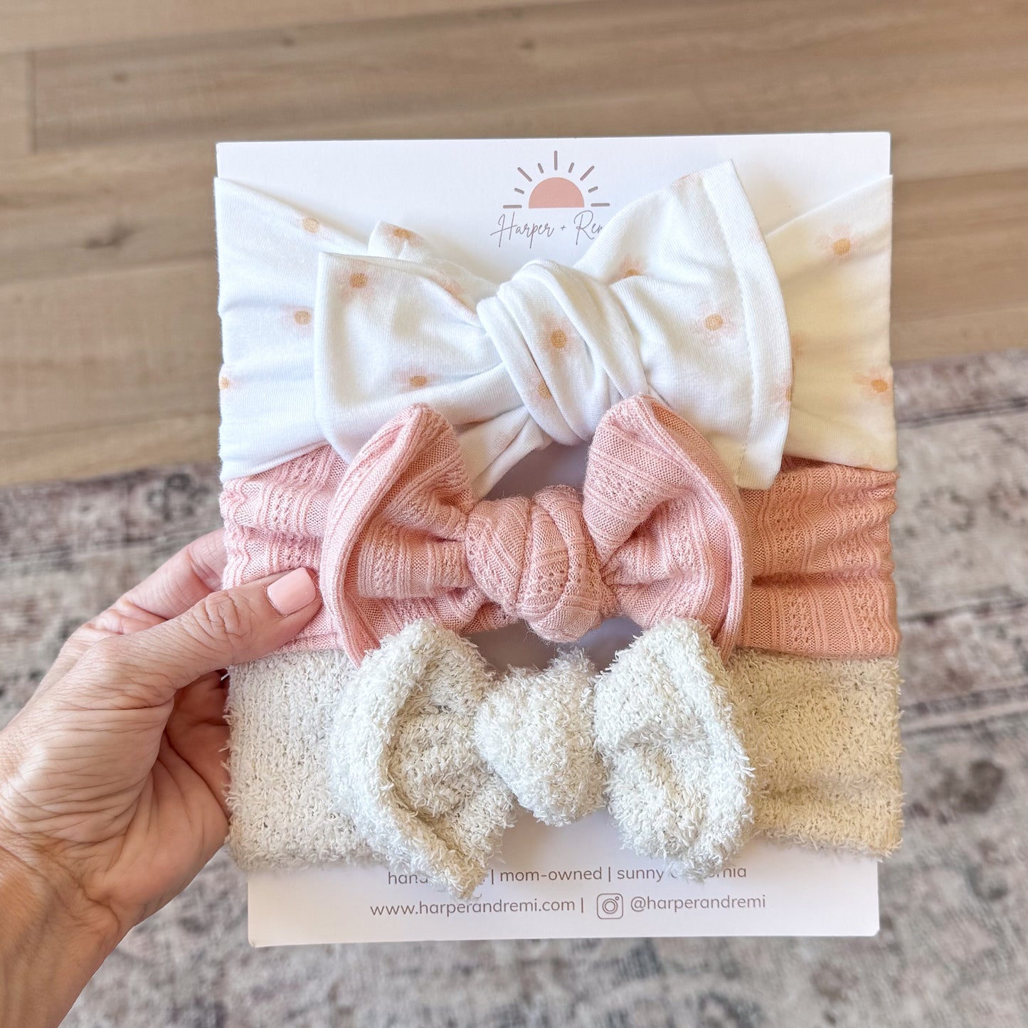 Dainty Pink Floral | Neutral Baby Bow Bundle