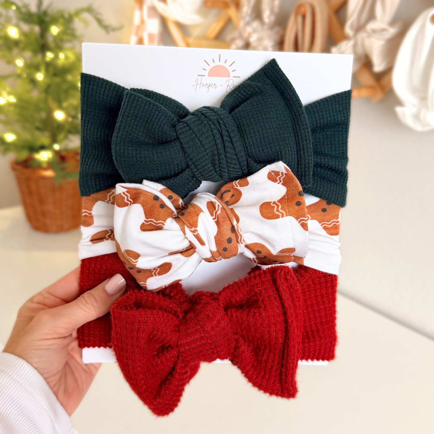 Gingerbread 🍪 Joy | Holiday Baby Bow Bundle (Festive Favorites)