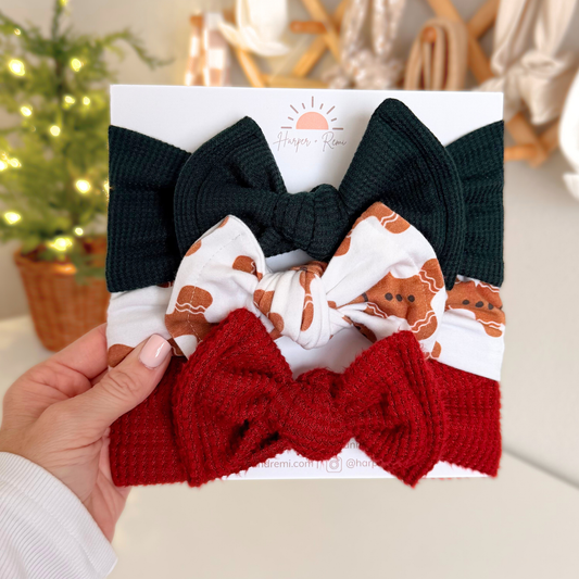 Gingerbread 🍪 Joy | Holiday Baby Bow Bundle (Festive Favorites)