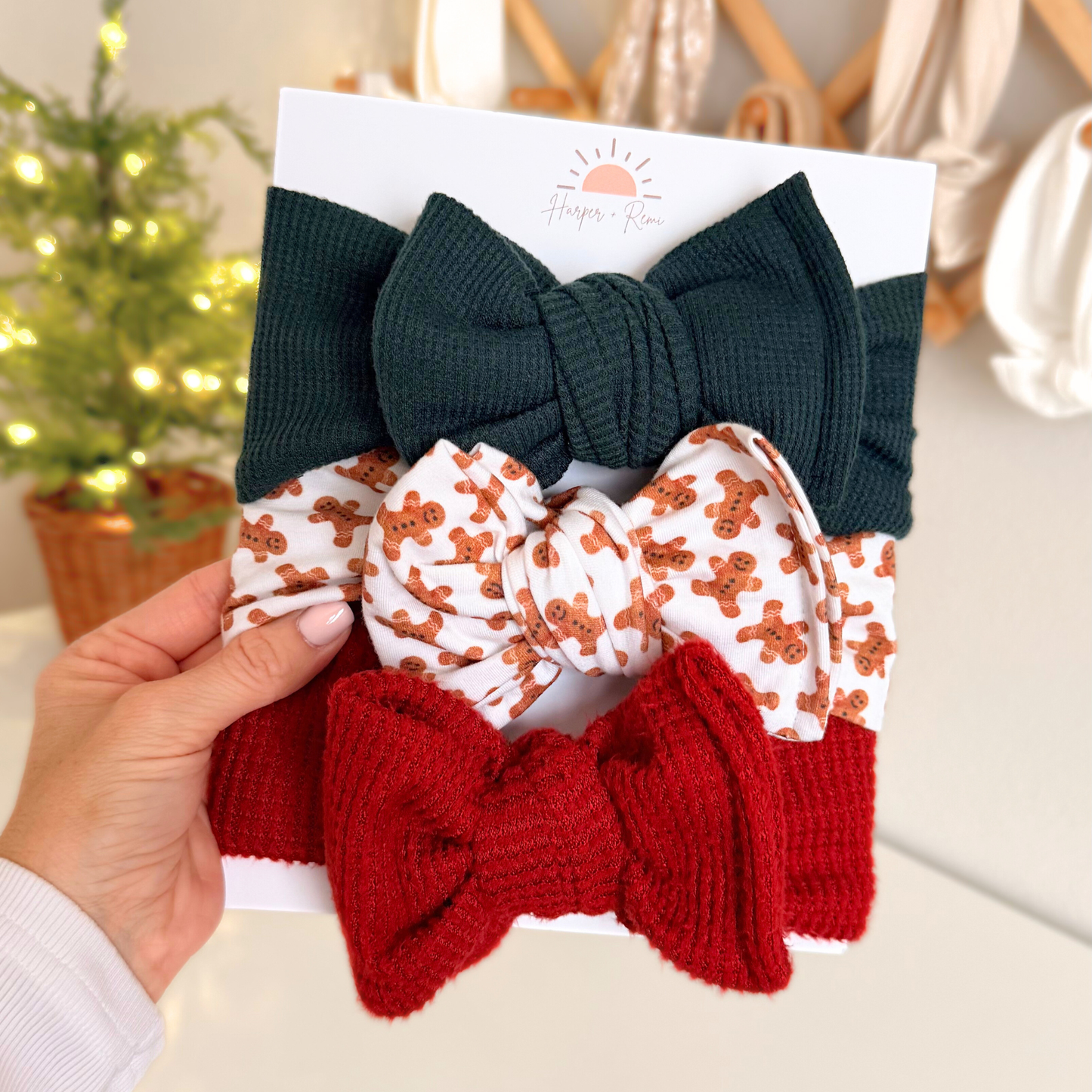 Gingerbread Dreams | Holiday Baby Bow Bundle (Cozy Classics)