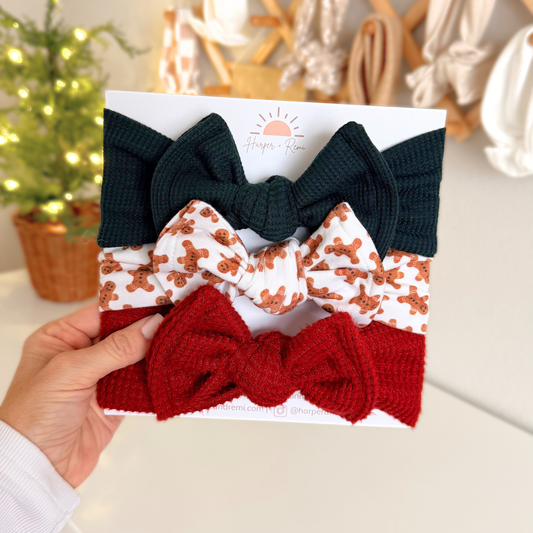 Gingerbread Dreams | Holiday Baby Bow Bundle (Cozy Classics)
