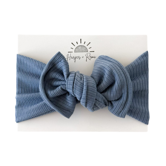 Dusty Blue | Premium Ribbed Top Knot