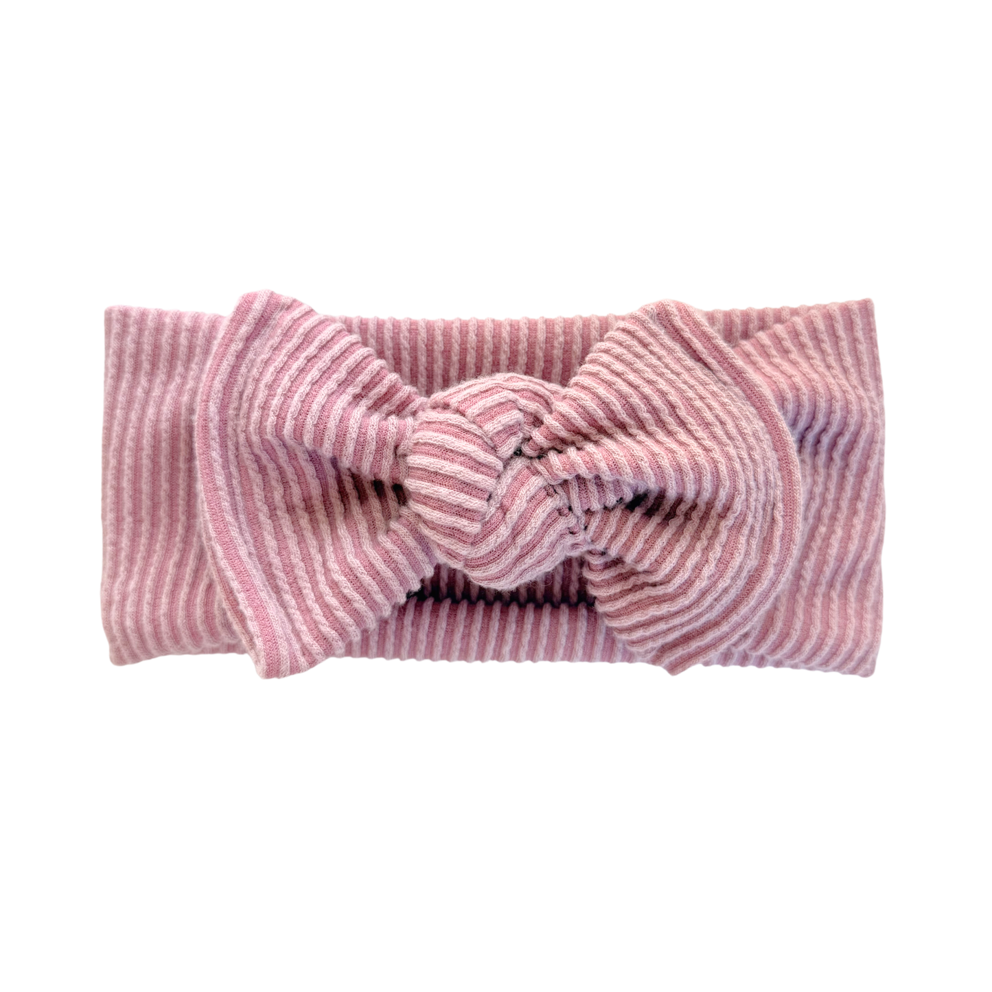 Muted purple baby headband with wavy ribbed texture.
