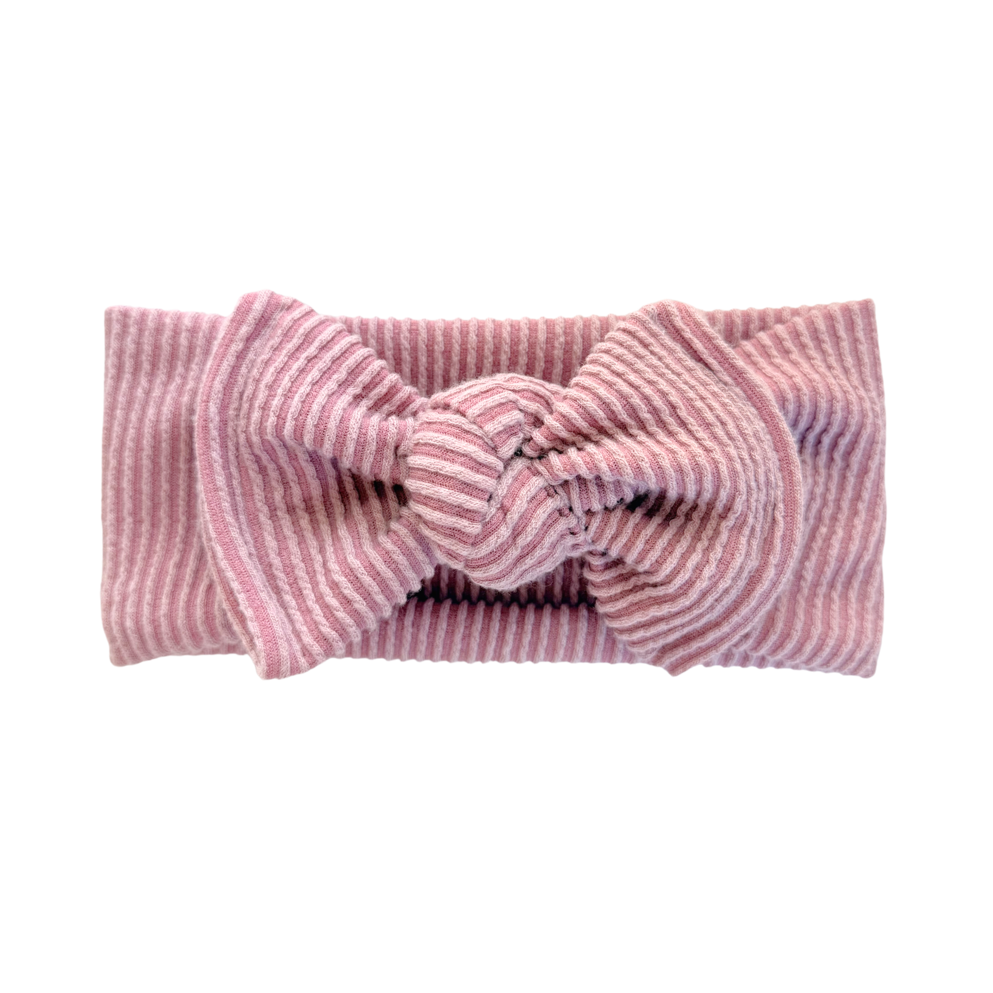 Muted purple baby headband with wavy ribbed texture.