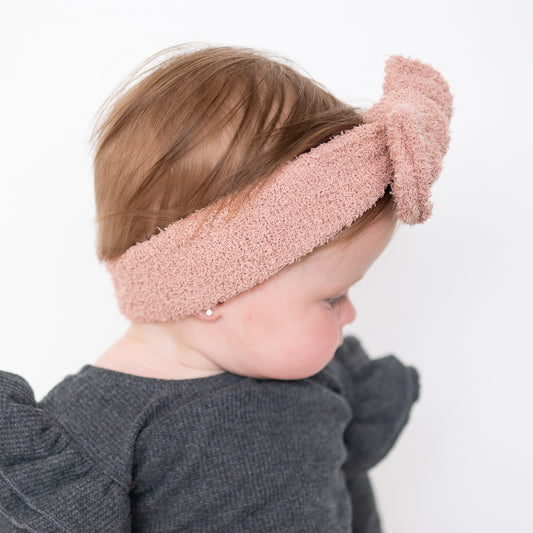 Dusty Rose Teddy Bear Baby Top Knot